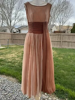 Vintage Dress Emma Domb Formal Nude / Peach 50s 60s Full Length Dance Party Prom • $69.99