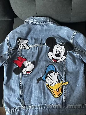 Zara Disney Medium Denim Jacket Mickey Mouse Minnie Mouse Donald Duck • $40
