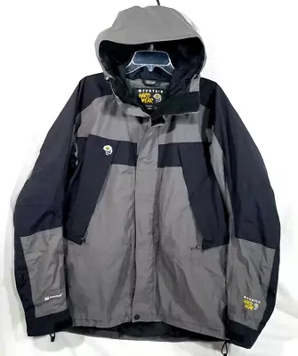 Mountain Hardwear Conduit Jacket Hooded Parka Black Gray Ski Snowboard Zip Vent • $69.99