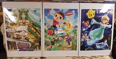 *NEW* Set Of 3 Framed 2014 CLUB Nintendo Super Smash Bros Posters - 22”x28”.  • $139