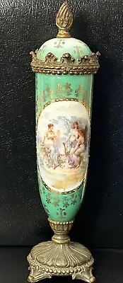 Art Deco Green Porcelain Lidded Urn Vase Royal Vienna Three Graces Goddesses • $65