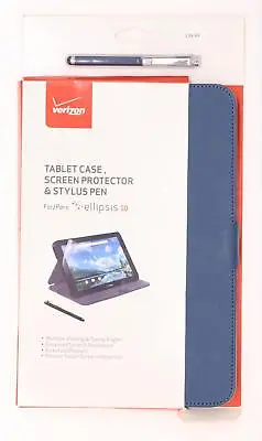Verizon Case For Ellipsis 10 Folio Tablet Leather Cover & Stylus Pen Blue • $15.20
