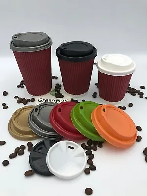 4/8/12/16oz RED STRONG RIPPLE WALL DISPOSABLE PAPER COFFEE CUPS TAKEAWAY CUPS • £29.95