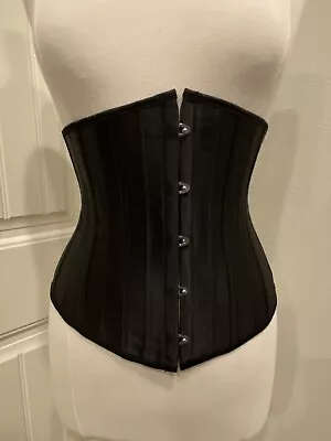 Exquisite Spiral Steel Boned Satin Underbust Corset Waist Trainer Black Medium • $22