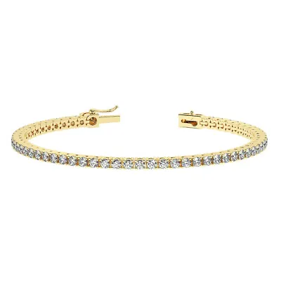 5 Ct Lab-Grown Round Brilliant Cut Diamond Tennis Bracelet In 14K Yellow Gold • $1499