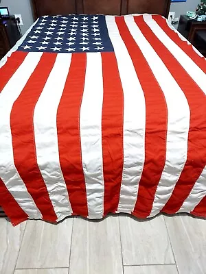 Vintage NationalEnsig 48 Star American US Flag 112 X 55 Inches Cotton Sewn Stars • $175