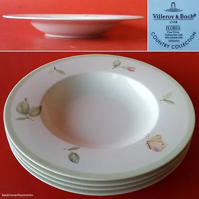 4 Villeroy & Boch Germany  Country Collection  FLOREA 9.5  Large Rim Soup Bowls • $79.95