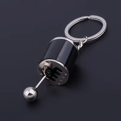 Black Mini Gear Stick Knob Metal Keyring 6 Speeds Fidget Gearbox Shift Key Chain • $4.91