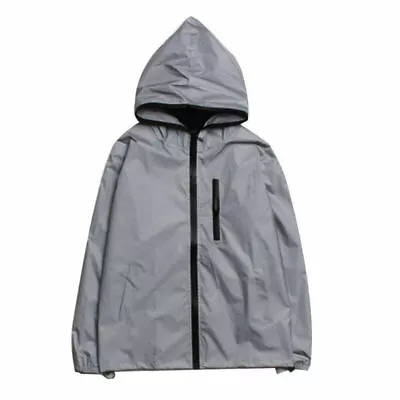 Men's  3M Reflective Jacket Waterproof Cycling Motorcycle Night Safe Coat Hoodie • $28.37