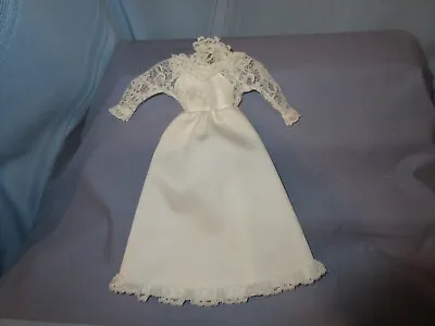 Vintage Barbie Doll Dress Tracy Bridal Gown 1982 High Neck Lace Barbie Bride • $12.99