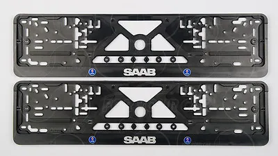 2x SAAB LOGO LICENSE PLATES FRAMES NUMBER PLATE SURROUNDS HOLDERS FOR ALL MODEL • $17