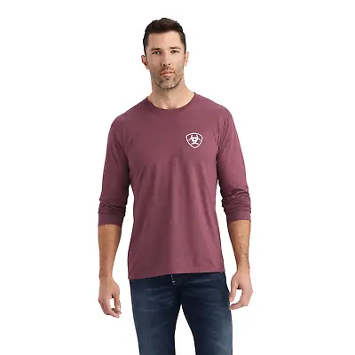 Ariat® Men's Long Sleeves Type Crest Burgundy Heather T-shirt 10042783 • $26.97