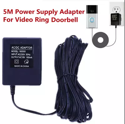 Power Supply Adapter Transformer Charger For Video Ring Doorbell 5M AC 18V-230V • $19.34