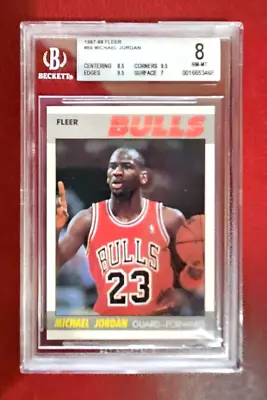 1987-88 Fleer Basketball #59 Michael Jordan Chicago Bulls BGS 8 W/2 9.5 Grades • $399