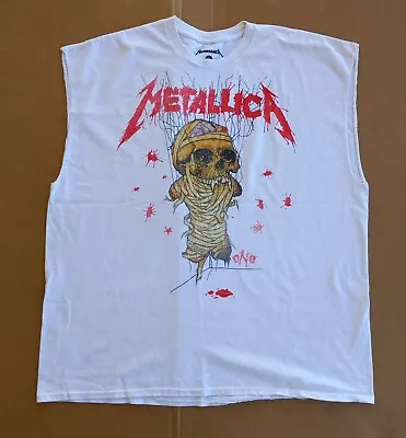 METALLICA One Skull Lyrics Ivory Sleeveless Shirt Men's XL (Damage See Photos) • $18.99