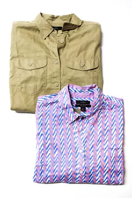 J Crew Womens Herringbone Khaki Button Up Shirt Blouse Size XS Small Lot 2 • $40.81