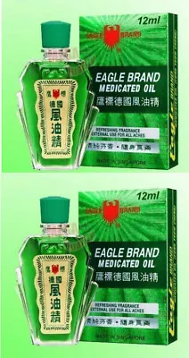 2 X Eagle Brand Medicated Oil Pain Relief Dau Xanh Con O Vietnamese Inhaler 12ml • £12.20