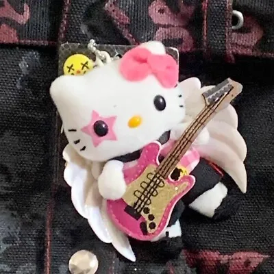 Rock Music Angel Hello Kitty Doll Keychain Guitarist Kitty Cat Plush Pendant Bag • £9.02