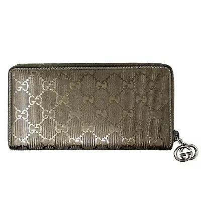 Gucci Wallet Imprime Bronze Metallic Waxy Monogram Canvas Continental Zip Wallet • $499