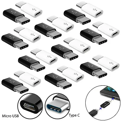 Micro USB Female To USB-C Type C Male Adapter Converter USB 3.1 Black+White Lot • $23.69