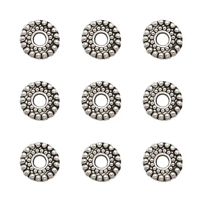 100pcs Tibetan Silver Alloy Bead Spacers Flat Round For DIY Jewelry Making 6~8mm • $7.99