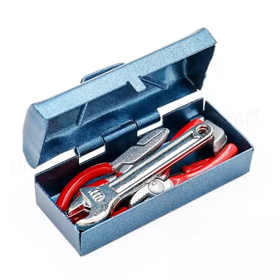 7PC Dollhouse Miniature 1:12 Scale Toolbox Metal Tools Kit Wrench Accessories • $6.49