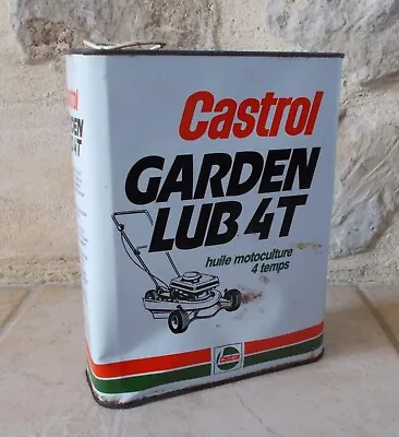 Vintage CASTROL Garden Lub 4T Oil Can Tin Auto Old Antique Vtg 2l France White • $26.29