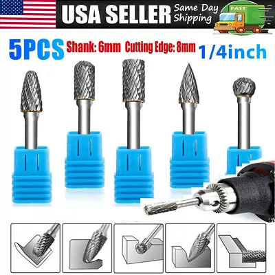 1/4'' Shank Double Cut Tungsten Carbide Steel Rotary Burr Die Grinder Bit Set • $15.35