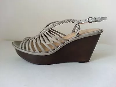 B Makowsky Gray Sandals With 3.5  Wedge Heel - Womens 8.5  • $19