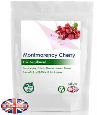 Tart Montmorency Cherry 2000mg Tablets (V) High Active Strength Muscle Gout UK • £3.79