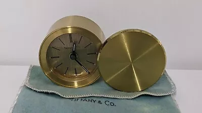 Tiffany & Co Travel Alarm Clock Lacquered Brass Case Rotating Cover No 200570 • £9.99