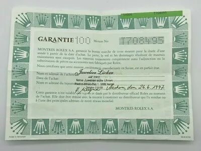 ROLEX  Air King 14000 Guarantee Warranty Paper Vintage  #744 • $198