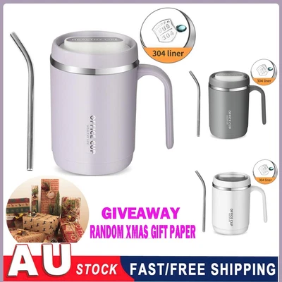 $7.99 • Buy Coffee Mug Thermos Insulated Insulated Cups W/ Straw Office Birthday Xmas Gift