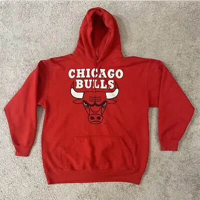 VINTAGE Chicago Bulls Hoodie Mens Extra Large Made In USA Basketball NBA Red • $56.91