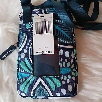 NEW Vera Bradley Lighten Up RFID BLUE ISLAND MEDALLION Mini Cellphone Crossbdy • $17.95