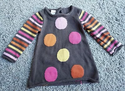 Gymboree 12-18 Sweater Dress Fall For Monkeys Brown Orange Yellow Dots Stripes • $8