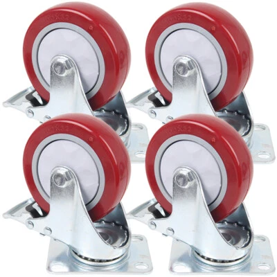 £17.99 • Buy 4 X 100mm Heavy Duty Swivel Castor Wheels Trolley Furniture Caster Rubber 650KG