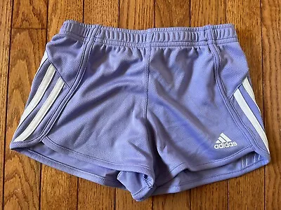 ADIDAS Light Purple /White 3-STRIPE MESH Athletic SHORTS /GIRLS S (7/8) NEW • $7.50