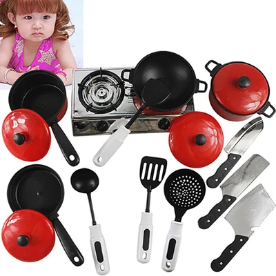 $12.18 • Buy 13PCS Kids Play Toy Kitchen Cooking Food Utensils Pans Pots Dishes Cookware Toys