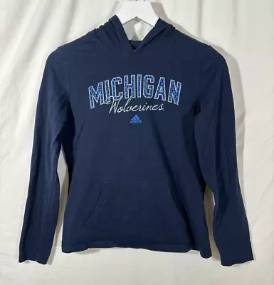 Michigan Wolverines Adidas Sparkle Navy Blue Long Sleeve Hoodie Small • $15