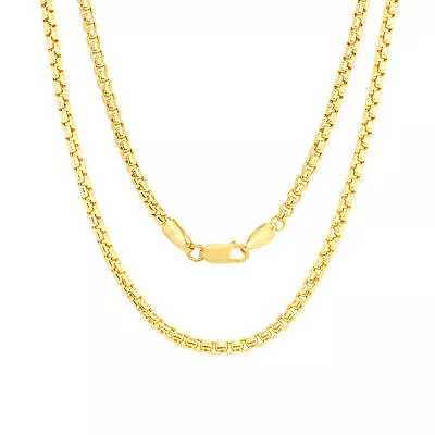 10K Yellow Gold 2mm Venetian Rounded Box Chain Link Pendant Necklace 16 - 30  • $146.98