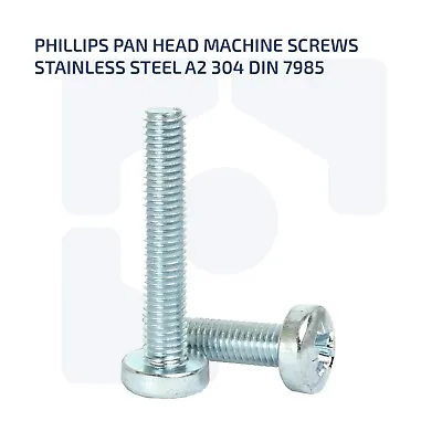 M4 Phillips Pan Head Screws Machine Screws A2 Stainless Steel - Din 7985 • £2.65