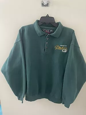 Vintage 90s Galt Sand NFL Green Bay Packers Collared Sweatshirt Size Medium • $26.74
