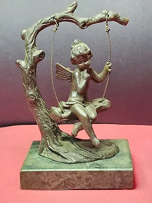 August Moreau Bronze Statue Fairy On Swing With Marble Base • $68