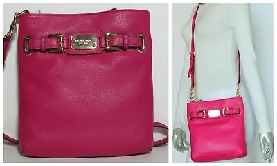 Michael Kors Hamilton Large Leather Crossbody Shoulder Bag Fuchsia  • $109