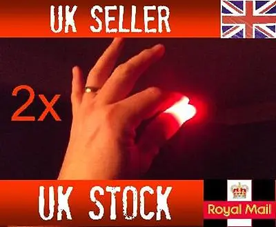 2x Magic Light Up Thumbs Fingers RED Trick Appearing Light Close Up • £1.95