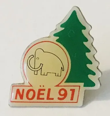 Noel 1991 Wolly Mammoth Christmas Tree Advertising Pin Badge Vintage (C23) • $6.52