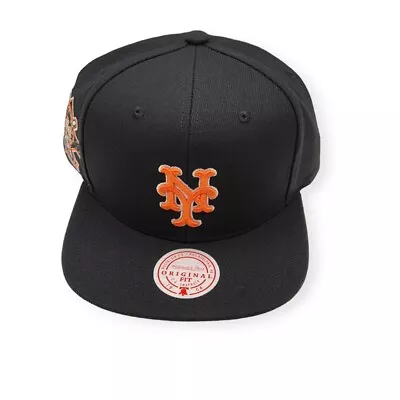 Mitchell & Ness New York Mets Team Classic Coop Black Adjustable Snapback • $39.99