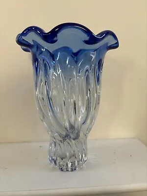 Shannon Crystal Designs Of Ireland Cobalt Blue Art Glass Vase 9.75” Hand Blown • $39.99