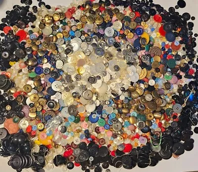 Huge 8 Pounds Vintage Buttons All Types Buttons Large Medium Small Glass Wood • $150